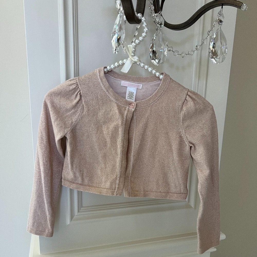 Janie and Jack Girls Cropped Rose Gold Sweater I Size 5 & Size 6
